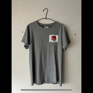 Kent & Curwen by David Beckham,crew neck T-shirt with flower embroidery patch